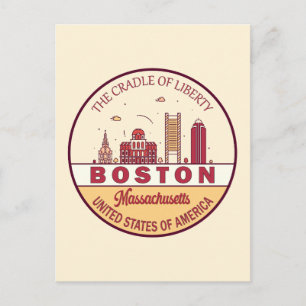 Boston Massachusetts City Skyline Emblem Briefkaart