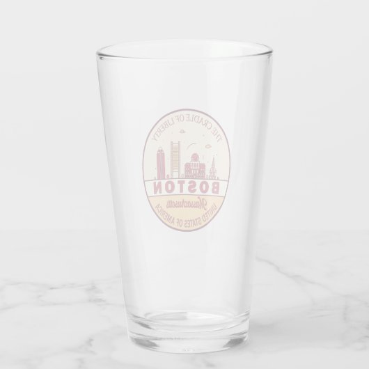 Boston Massachusetts City Skyline Emblem Glas (Achterkant)