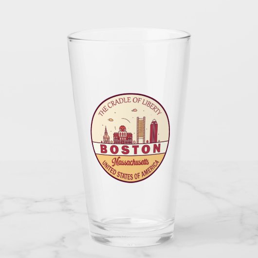 Boston Massachusetts City Skyline Emblem Glas (Voorkant)