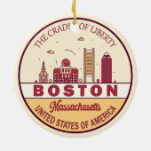 Boston Massachusetts City Skyline Emblem Keramisch Ornament (Achterkant)