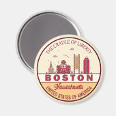 Boston Massachusetts City Skyline Emblem Magneet (Voorkant / Achterkant)