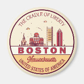 Boston Massachusetts City Skyline Emblem Magneet (Voorkant)