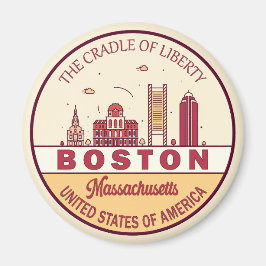Boston Massachusetts City Skyline Emblem Magneet