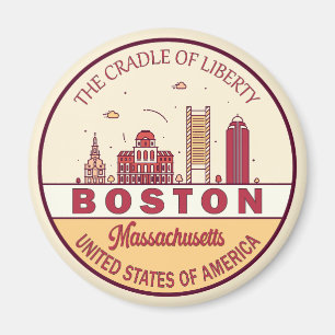 Boston Massachusetts City Skyline Emblem Magneet