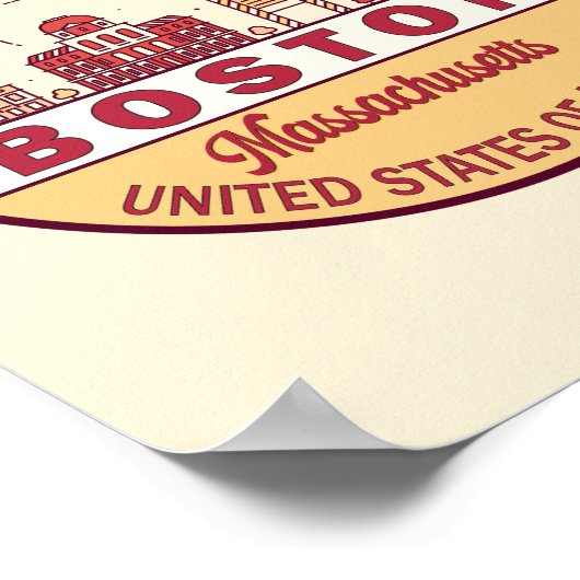 Boston Massachusetts City Skyline Emblem Poster (Hoek)