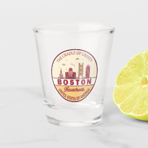 Boston Massachusetts City Skyline Emblem Shot Glas