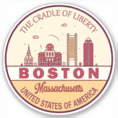 Boston Massachusetts City Skyline Emblem Sticker (Voorkant)