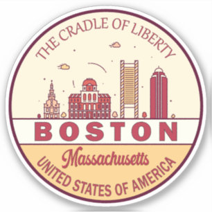 Boston Massachusetts City Skyline Emblem Sticker