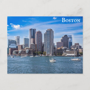 Boston Massachusetts City Skyline Harbour Travel Briefkaart