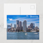 Boston Massachusetts City Skyline Harbour Travel Briefkaart (Voorkant / Achterkant)