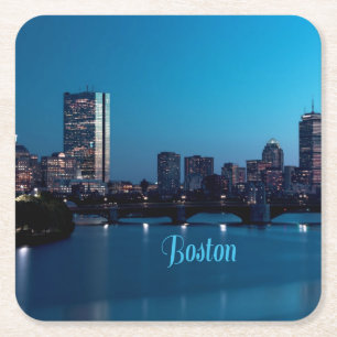 Boston Massachusetts City Skyline Kartonnen Onderzetters