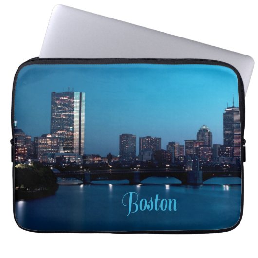Boston Massachusetts City Skyline Laptop Sleeve (Voorkant)