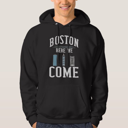 Boston Massachusetts City Skyline Map Travel Hoodie (Voorkant)