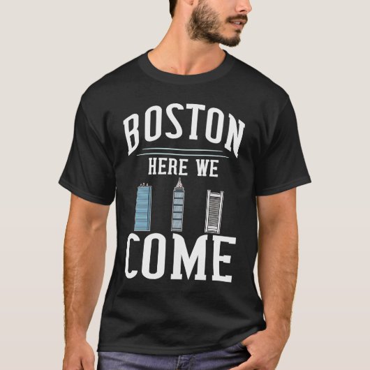 Boston Massachusetts City Skyline Map Travel T-shirt (Voorkant)