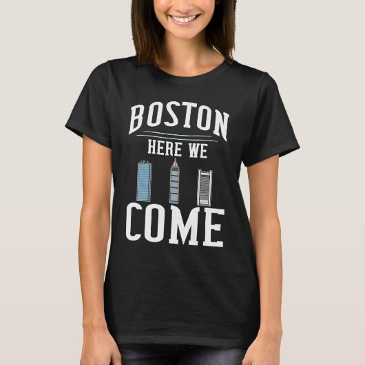 Boston Massachusetts City Skyline Map Travel T-shirt (Voorkant)