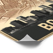 Boston Massachusetts City Skyline met  kaart Poster (Hoek)