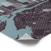 Boston Massachusetts City Skyline met kaart Poster (Hoek)