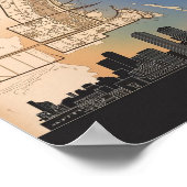 Boston Massachusetts City Skyline met  kaart Poster (Hoek)