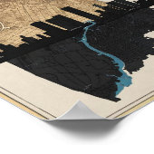 Boston Massachusetts City Skyline met  kaart Poster (Hoek)