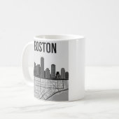 Boston Massachusetts City Skyline met Map Koffiemok (Voorkant links)