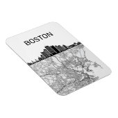 Boston Massachusetts City Skyline met Map Magneet (Rechterzijde)