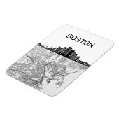 Boston Massachusetts City Skyline met Map Magneet (Linkerzijde)