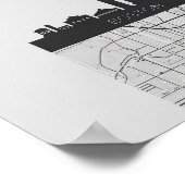 Boston Massachusetts City Skyline met Map Poster (Hoek)