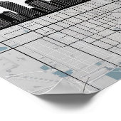 Boston Massachusetts City Skyline met Map Poster (Hoek)