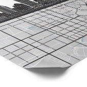 Boston Massachusetts City Skyline met Map Poster (Hoek)