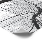 Boston Massachusetts City Skyline met Map Poster (Hoek)