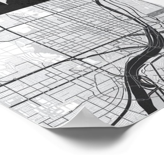 Boston Massachusetts City Skyline met Map Poster (Hoek)