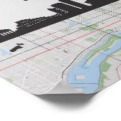 Boston Massachusetts City Skyline met Map Poster (Hoek)