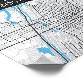 Boston Massachusetts City Skyline met Map Poster (Hoek)