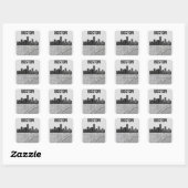 Boston Massachusetts City Skyline met Map Vierkante Sticker (Vel)