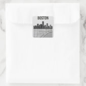 Boston Massachusetts City Skyline met Map Vierkante Sticker (Tas)