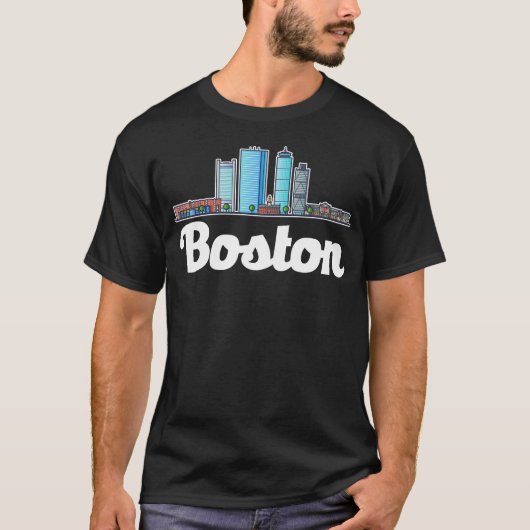 Boston Massachusetts City Skyline T-shirt (Voorkant)