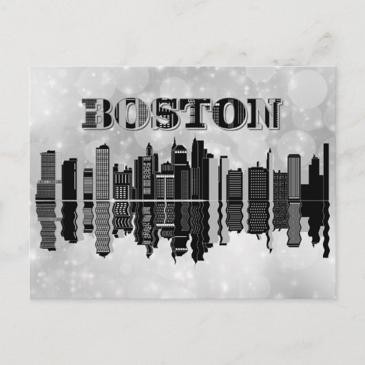Boston Massachusetts City Skyline Travel Briefkaart (Voorkant)