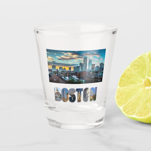Boston Massachusetts City Skyline Travel Photo Shot Glas (Voorkant)