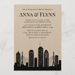 Boston Massachusetts City Skyline Wedding Party Kaart