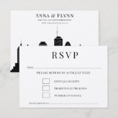 Boston Massachusetts City Skyline Wedding RSVP Inv Kaart (Voorkant / Achterkant)