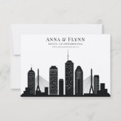 Boston Massachusetts City Skyline Wedding RSVP Inv Kaart (Achterkant)