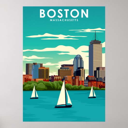 Boston Massachusetts City Travel Poster (Voorkant)