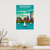 Boston Massachusetts City Travel Poster (Keuken)