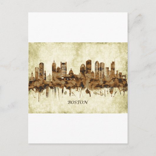 Boston Massachusetts Cityscape Feestdagenkaart (Voorkant)