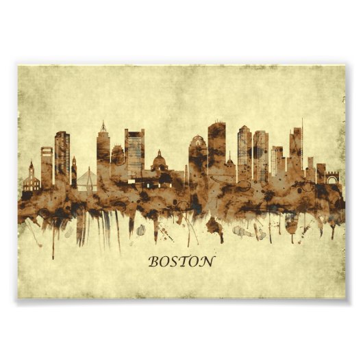Boston Massachusetts Cityscape Foto Afdruk (Voorkant)