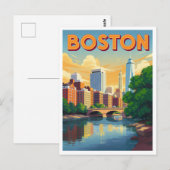 Boston Massachusetts Cityscape Vintage Art Briefkaart (Voorkant / Achterkant)