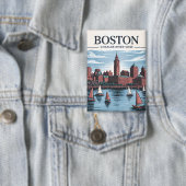  Boston Massachusetts Cityscape & Zeilboten Button (Insitu)