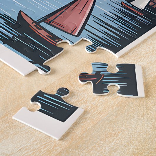 Boston Massachusetts Cityscape & Zeilboten Legpuzzel (Zijkant)