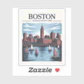 Boston Massachusetts Cityscape & Zeilboten Sticker (Vel)