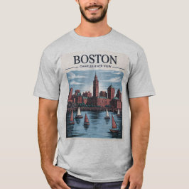  Boston Massachusetts Cityscape & Zeilboten T-shirt